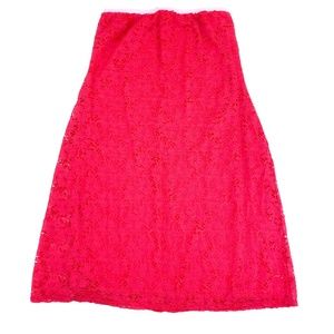 Upcycled Hot Pink Lace Skirt | M